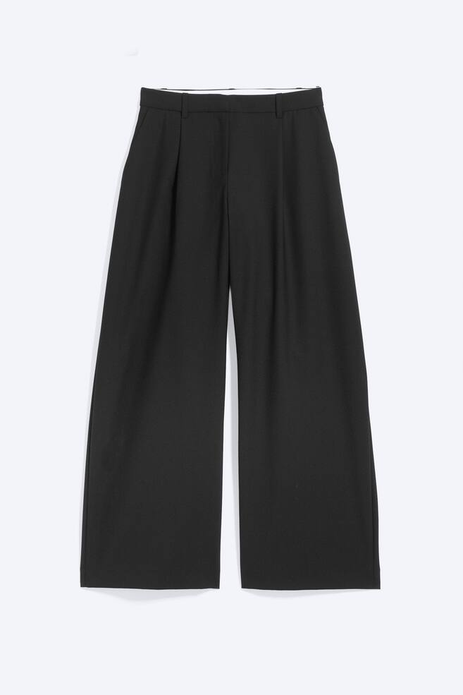 Pantalón de traje ancho de tiro bajo con mezcla de lana - Negro - 1
