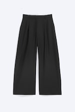 Schwarz - Low-Rise Anzughose aus Wollmix mit weitem Bein - 4