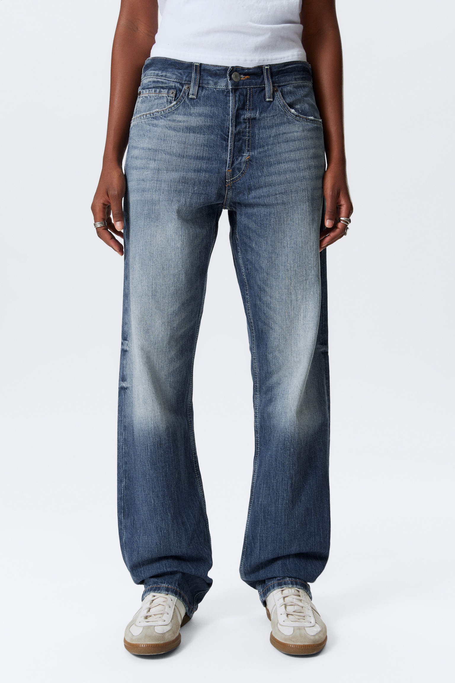 Orbit Mid Waist Regular Straight Leg Jeans - Board Blue - Mittelblau/Blaue Waschung - 10
