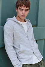 Light Grey Melange - Relaxed Knitted Zip Hoodie - 2