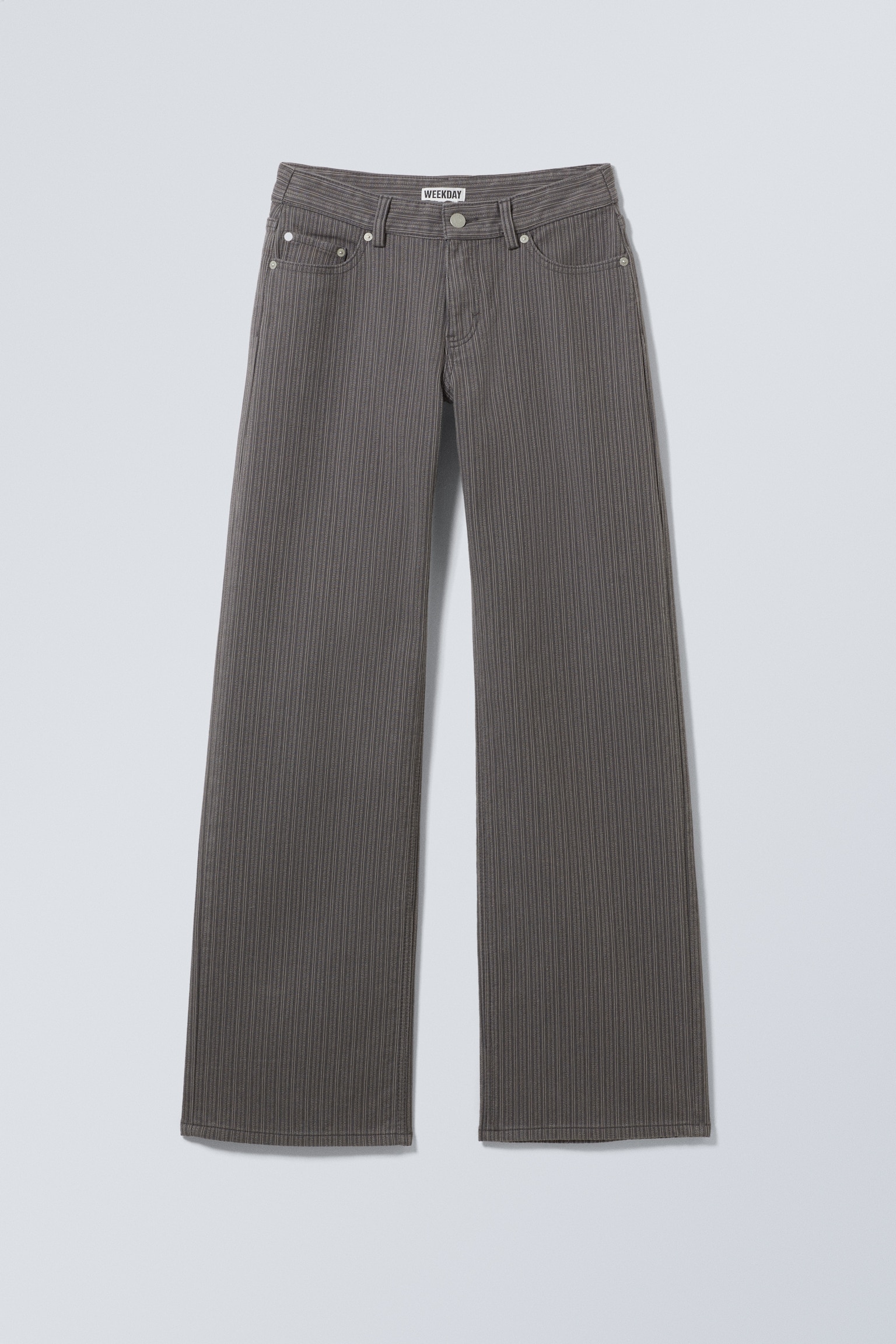 Pantalón de algodón, raya diplomática y tiro bajo - Gris oscuro - Raya diplomática