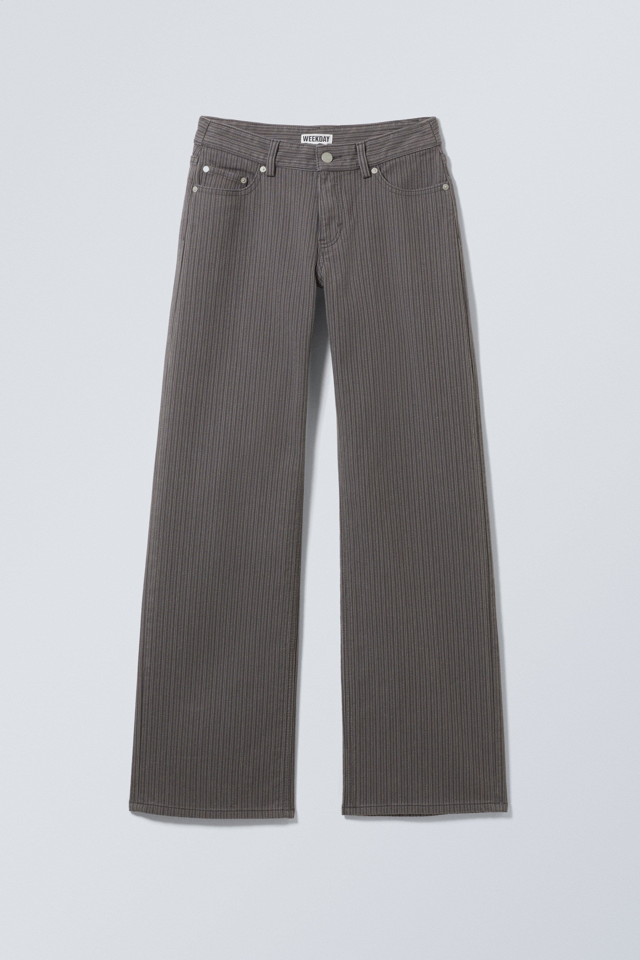 Grotere afbeelding bekijken: Broek met krijtstrepen en lage taille - Dark Grey - Pinstriped - DAMES | H&M BE 1