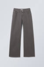 Dark Grey - Pinstriped - Low Waist Pinstripe Cotton Trousers - 3