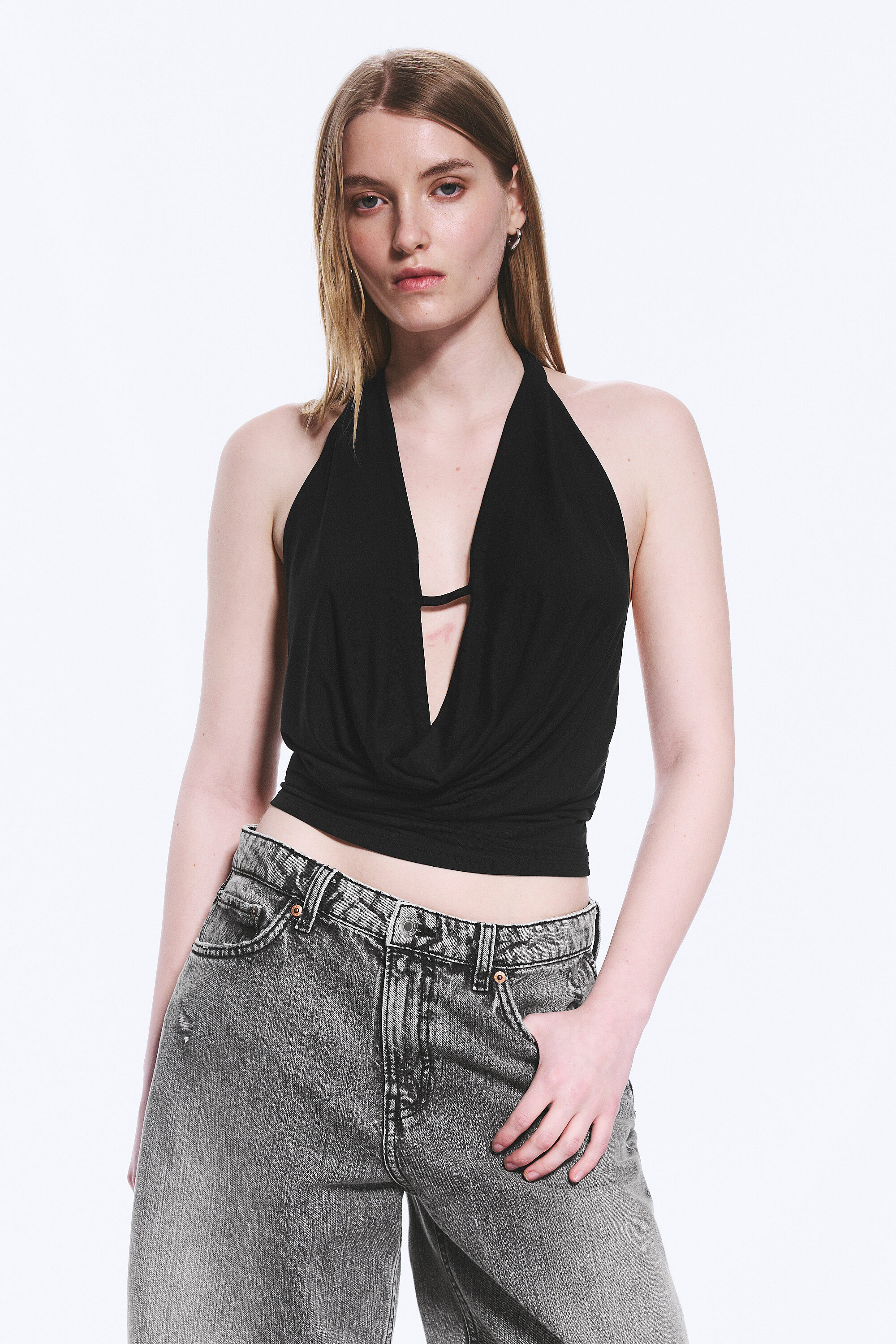 Sleeveless waterfall top
