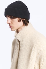 Dark Blue Melange - Folded Wool-Blend Beanie - 0