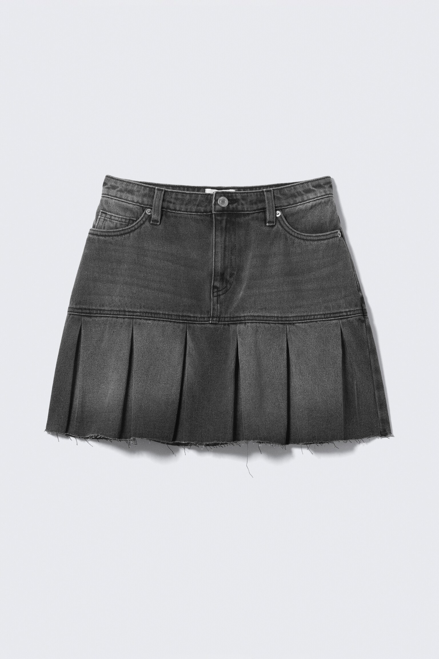 Liz Low Rise Plisseret Twill Nederdel - Haunted Black - Vasket sort - 2