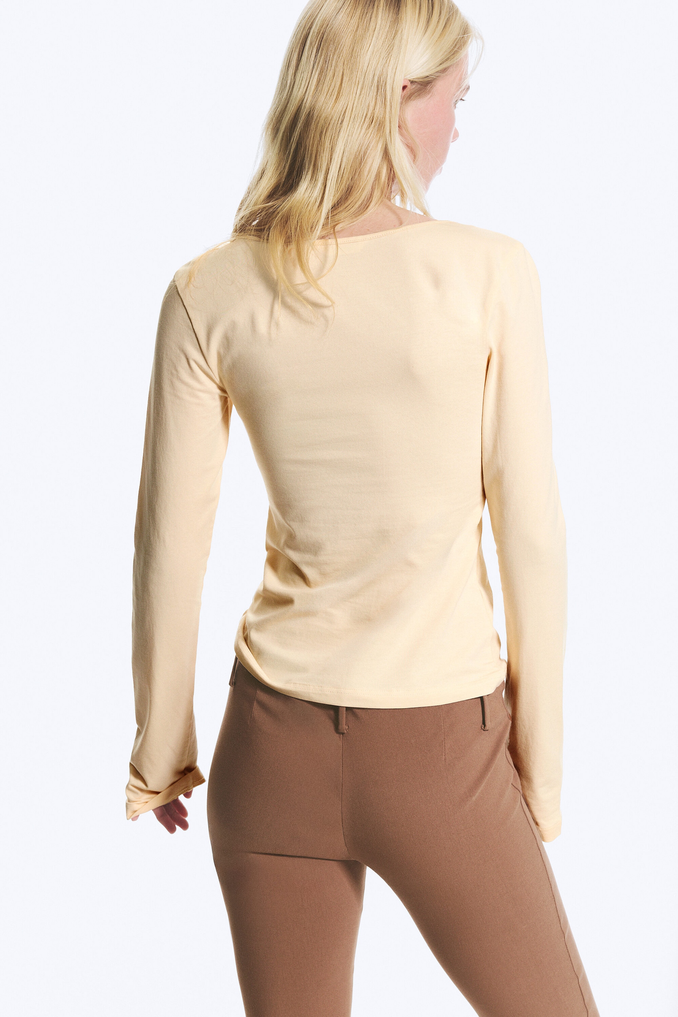 Light Dusty Beige - Slim V‑Neck Jersey Top - 3