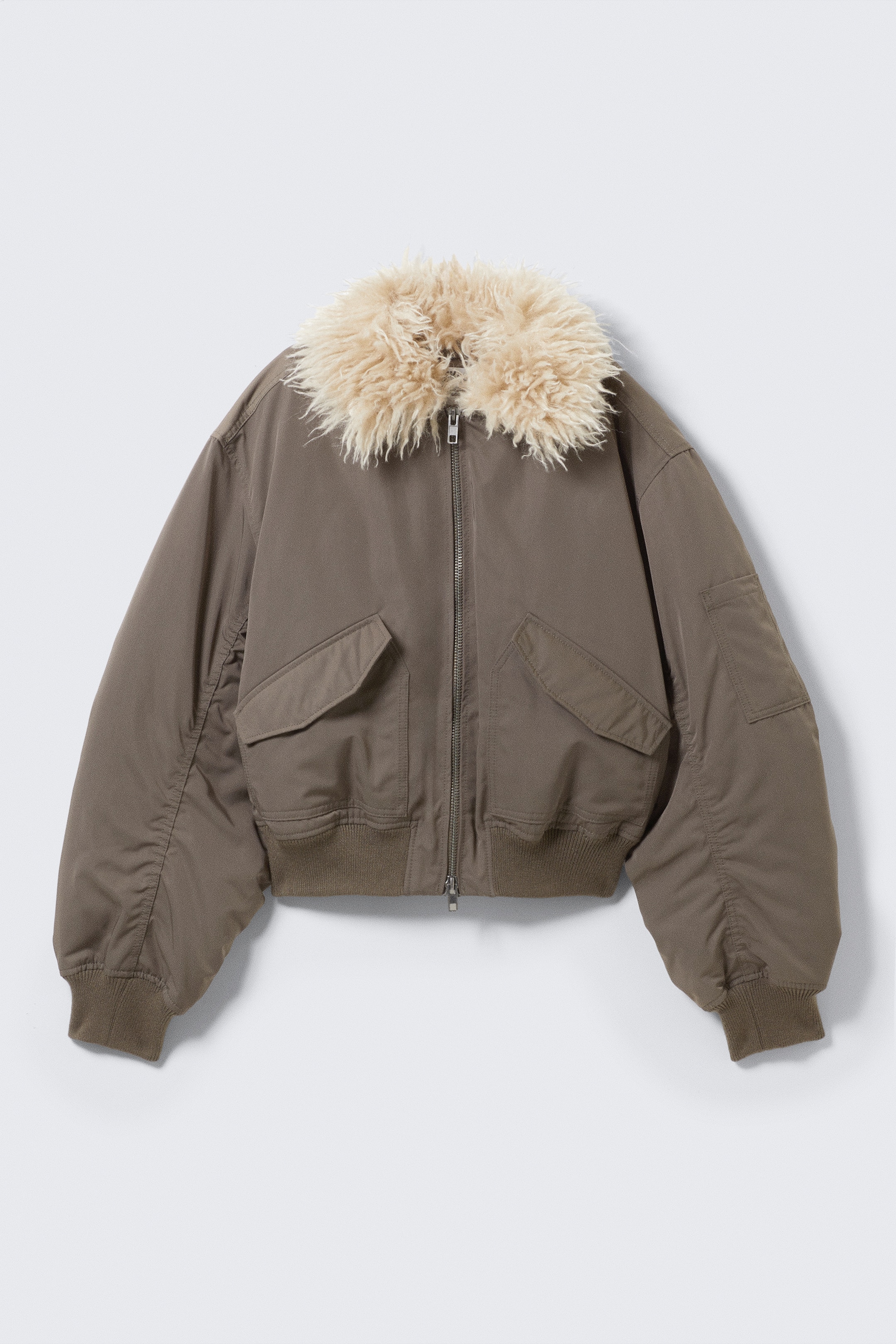 Agrandir l'image: Veste bomber à col en fausse fourrure - Taupe foncé - FEMME | H&M FR 5