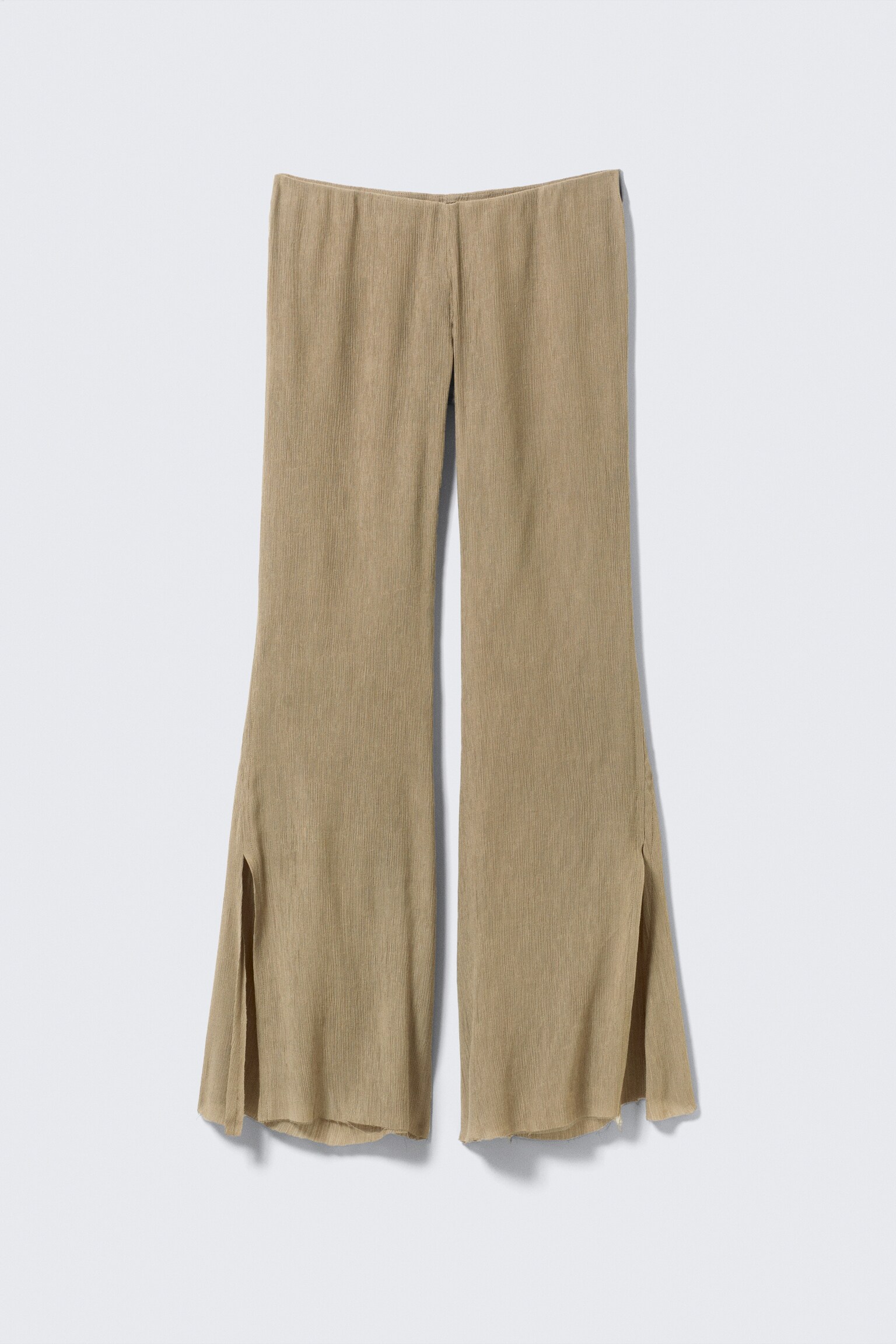 Låga utsvängda skrynkliga byxor - Beige/Mörkgrå - 2