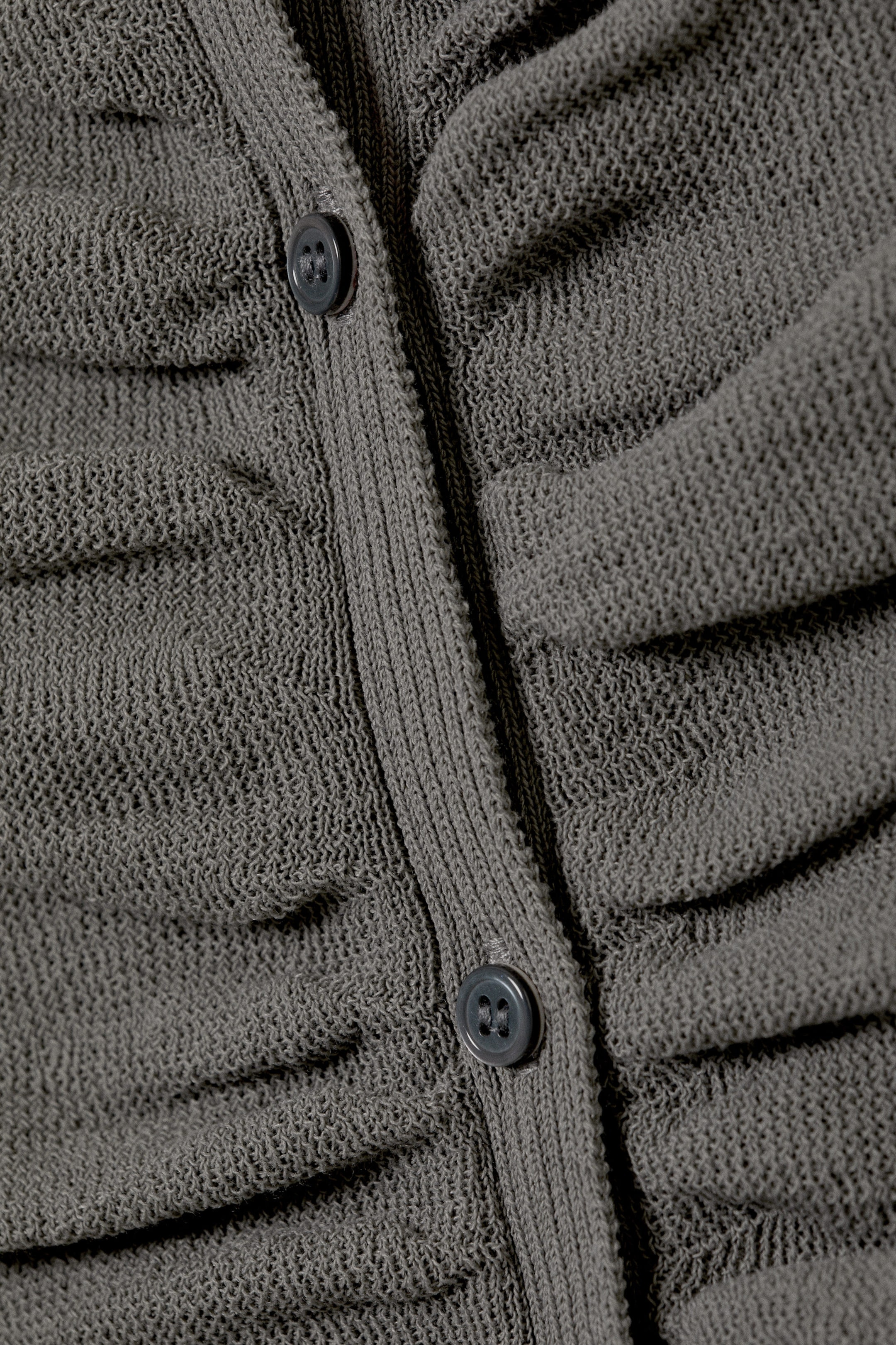 Dark Grey - Slim Ruched Button-Front Cardigan - 4