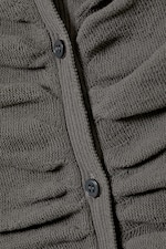 Dark Grey - Slim Ruched Button-Front Cardigan - 4