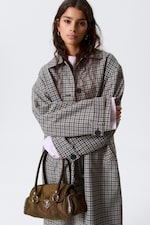 Gris à carreaux - Manteau croisé décontracté - 0