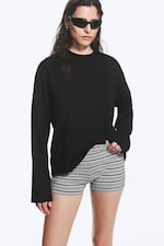Grey Melange - Black Stripe - Low Hotpants - 1