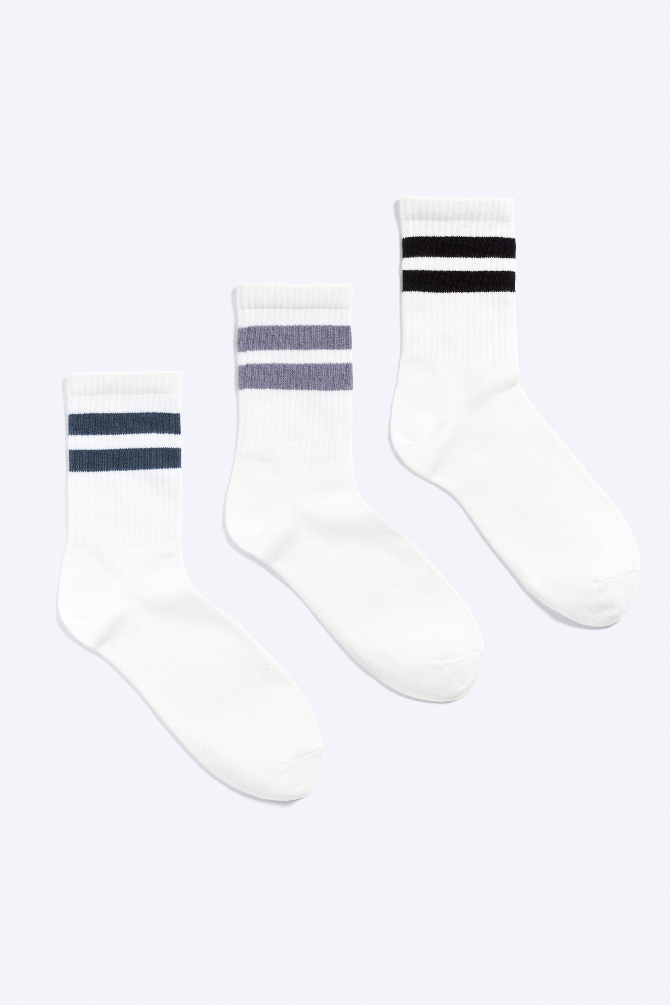 Weiß gestreift - 3er-Pack gestreifte Sportsocken