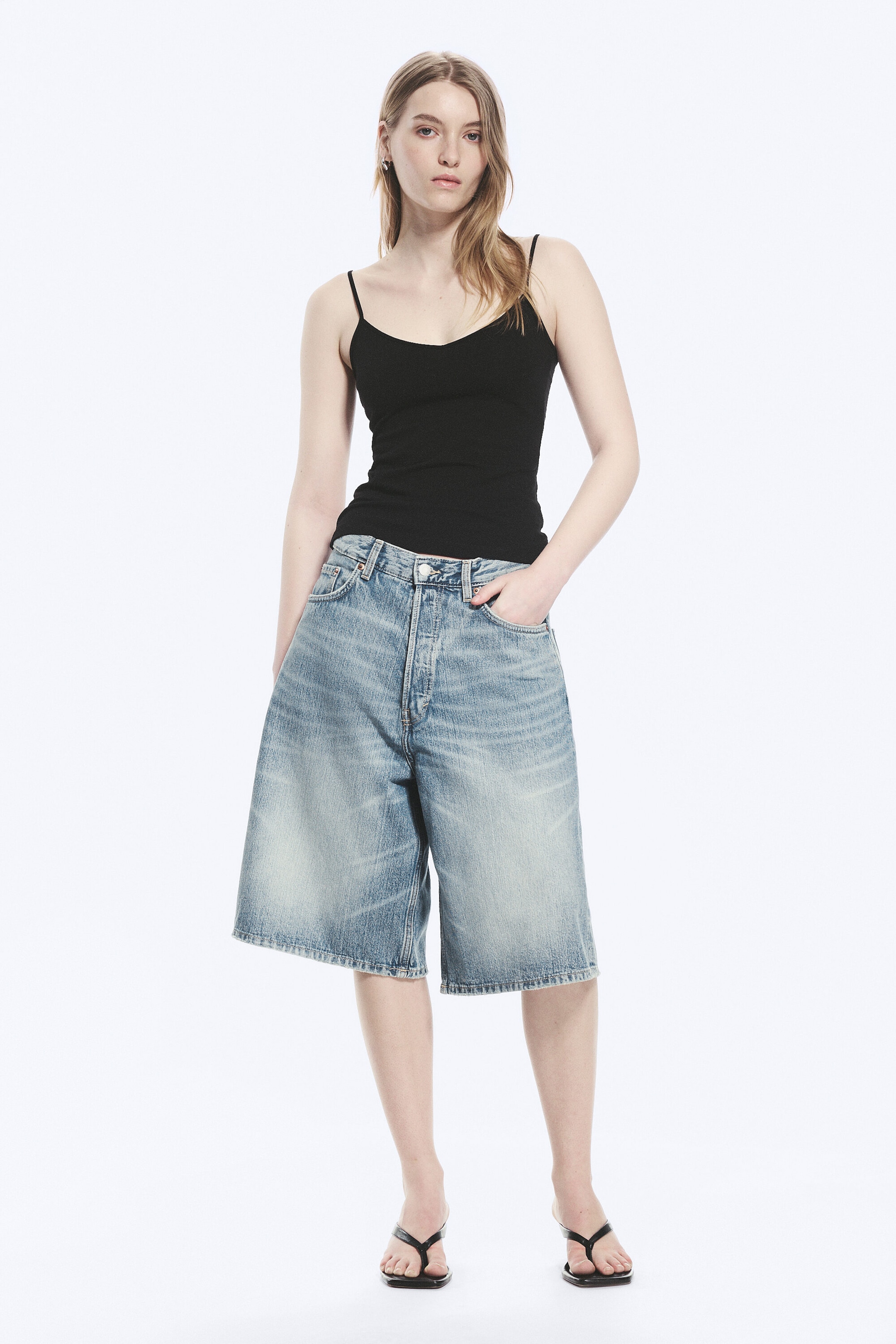 Zwart - Set van 2 katoenen slim fit singlet met V-hals - 2