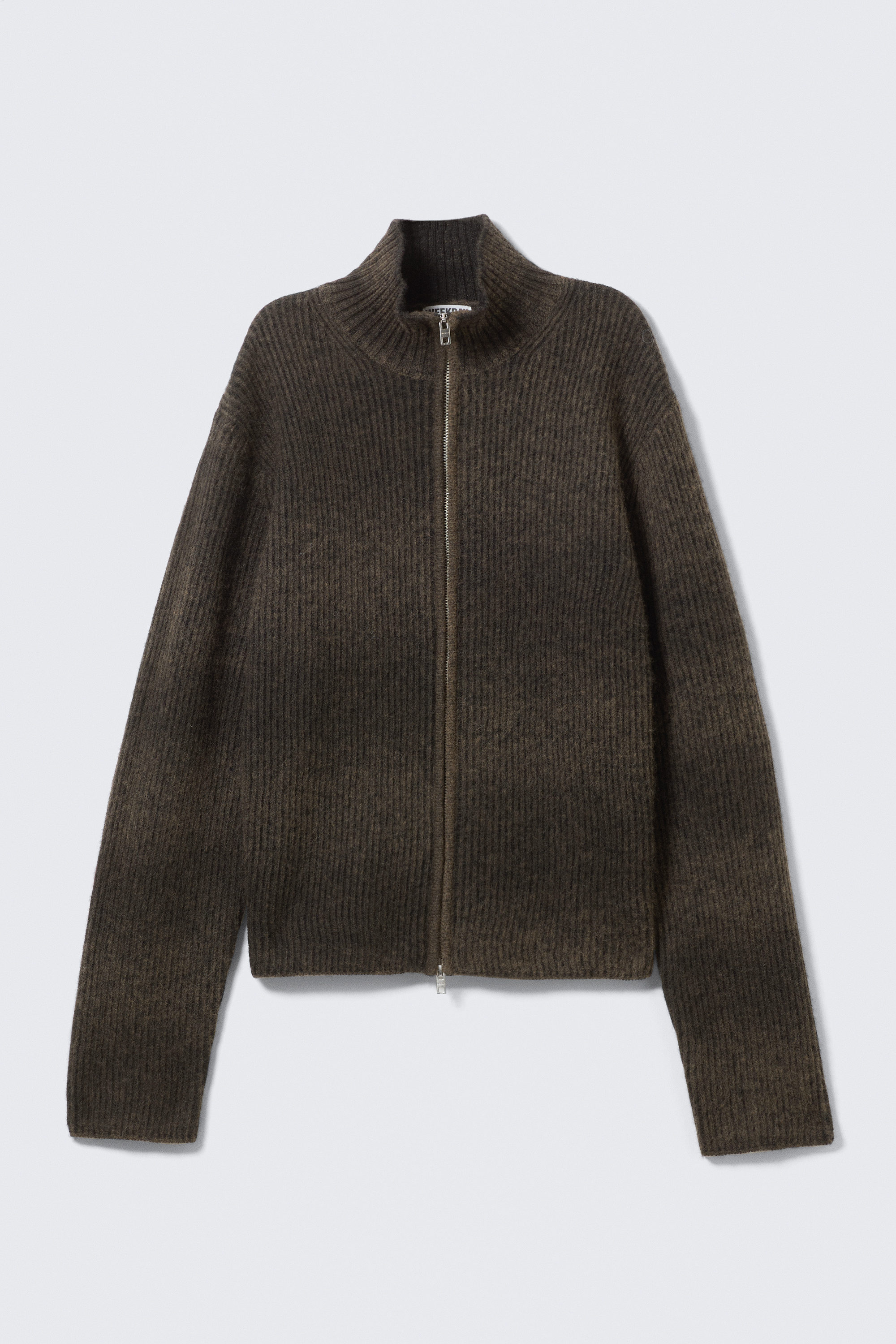 Dunkelbraun mit Space-Dye - Strickjacke mit Reißverschluss aus Wollmischung - 5