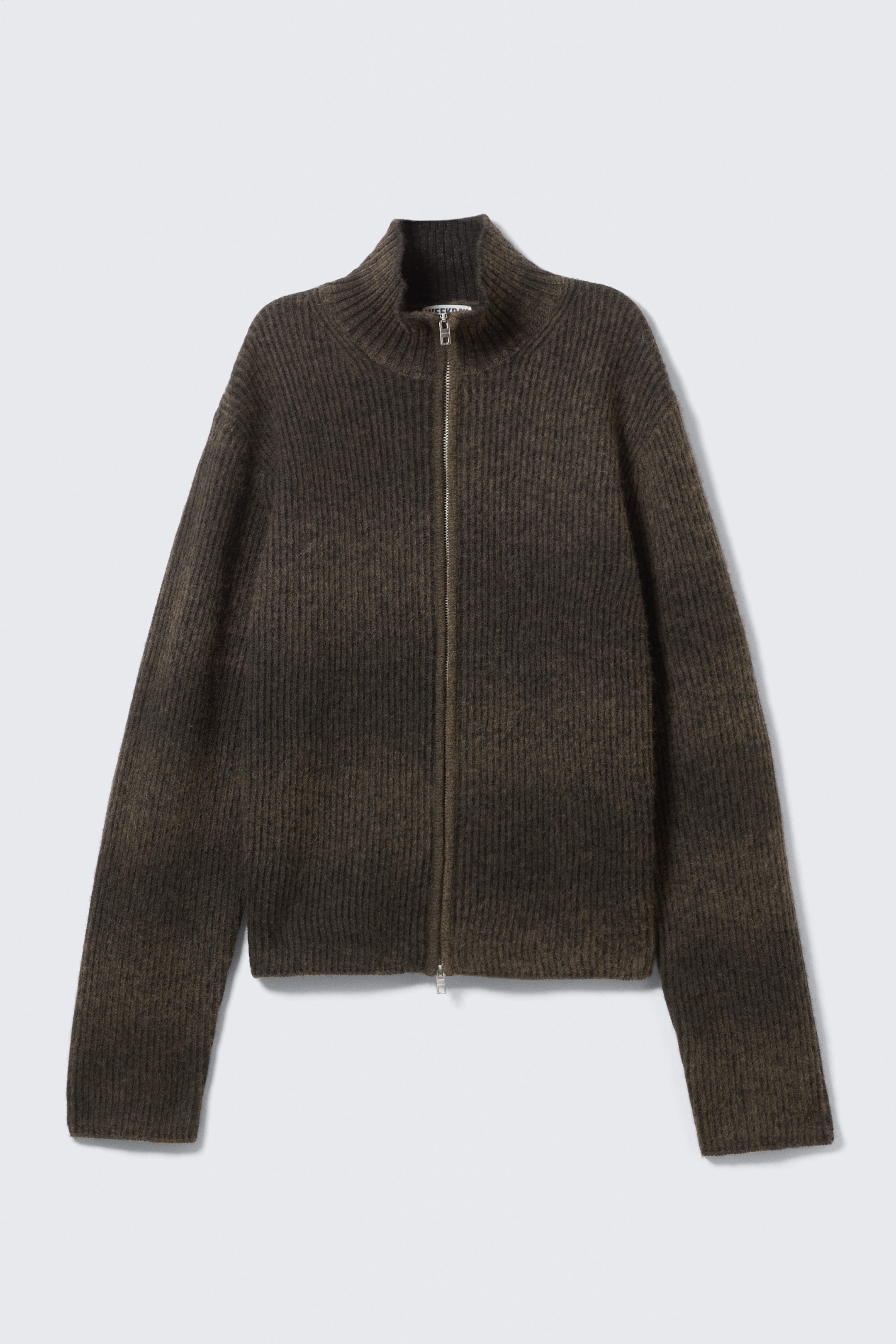 Dark Brown Space-Dye - Knitted Wool-Blend Zip Cardigan - 5