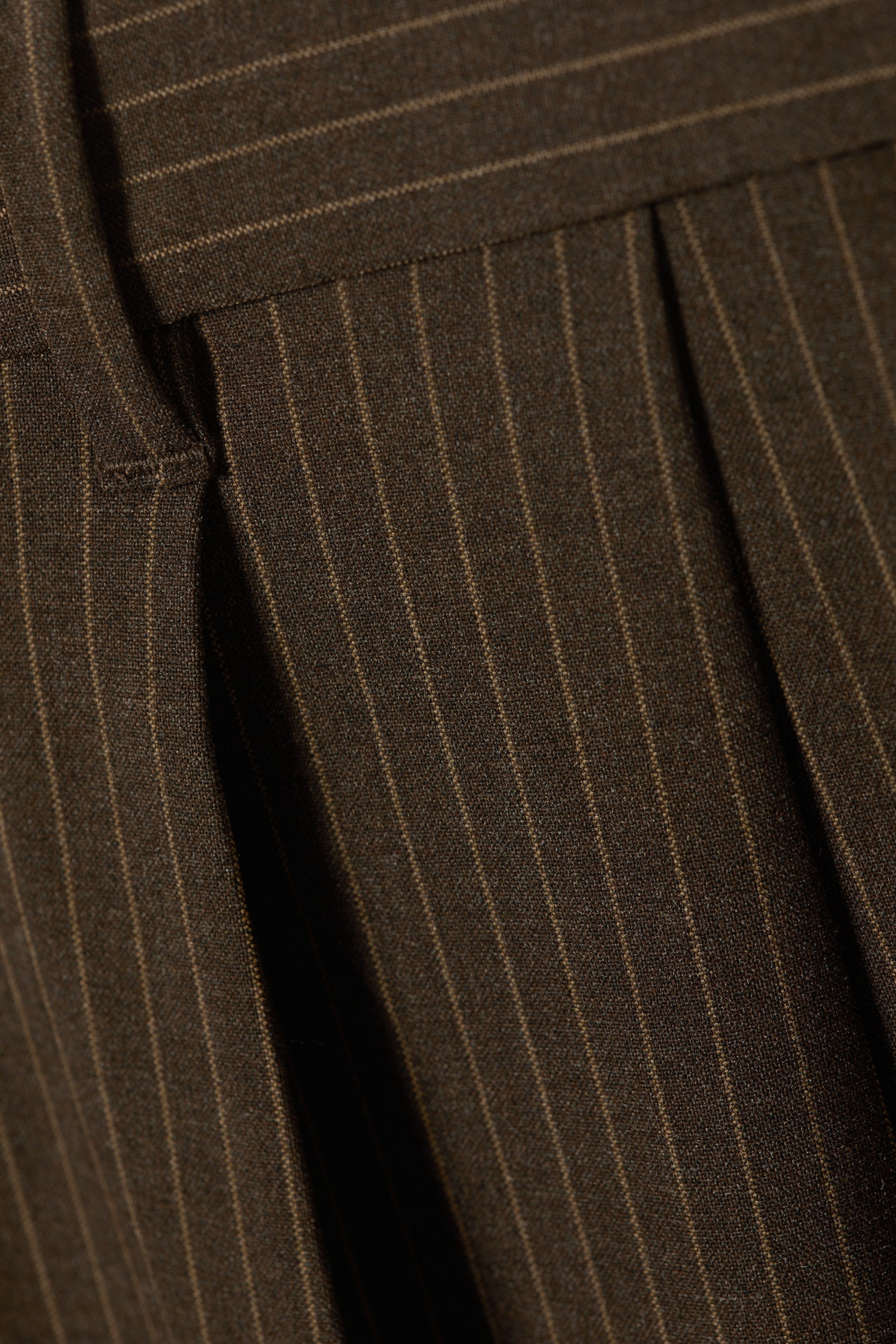 Brown Pinstripe - Nate Loose Fit Pleated Suit Trousers - 5