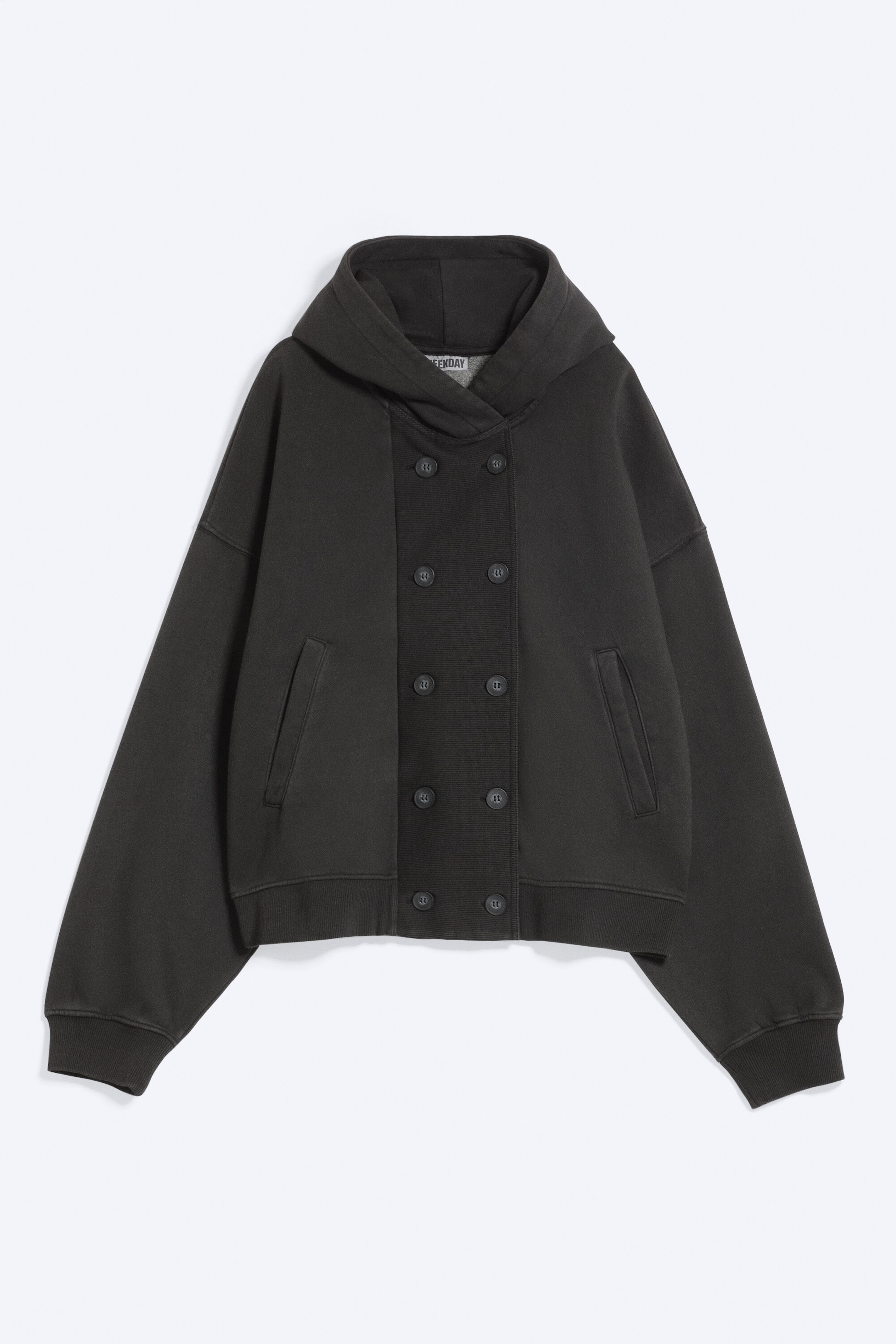 Zwart - Oversized Double-Breasted Hoodie - 4