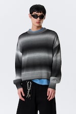 Black Space Dye - Relaxed Space-Dyed Knitted Cotton Sweater - 1