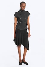 Dark Grey - Double Breasted Cotton Top - 3