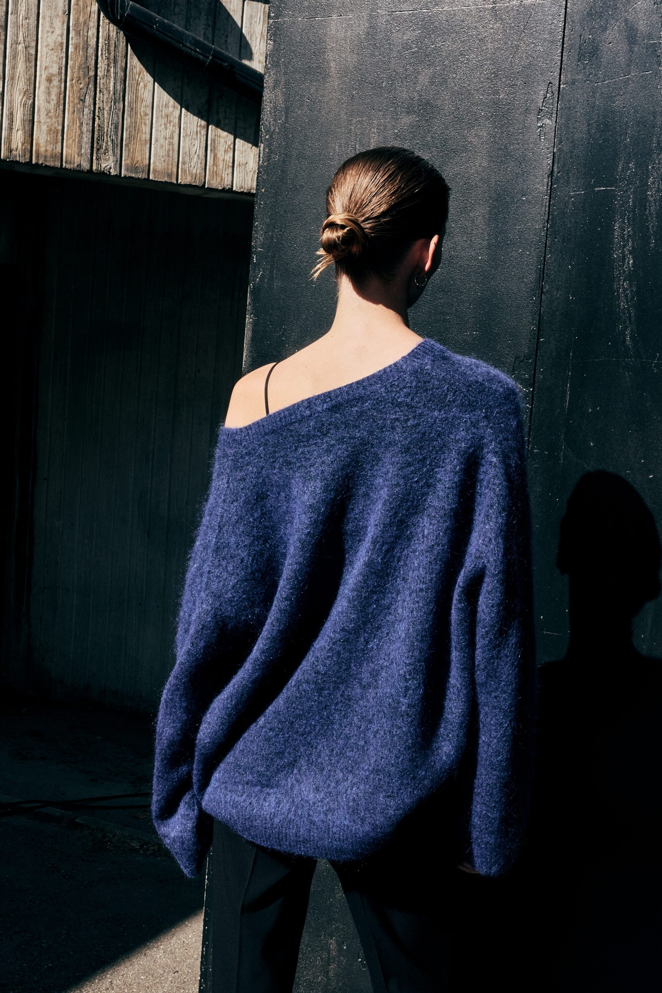 Blue - Mohair-blend V-neck Sweater - 2