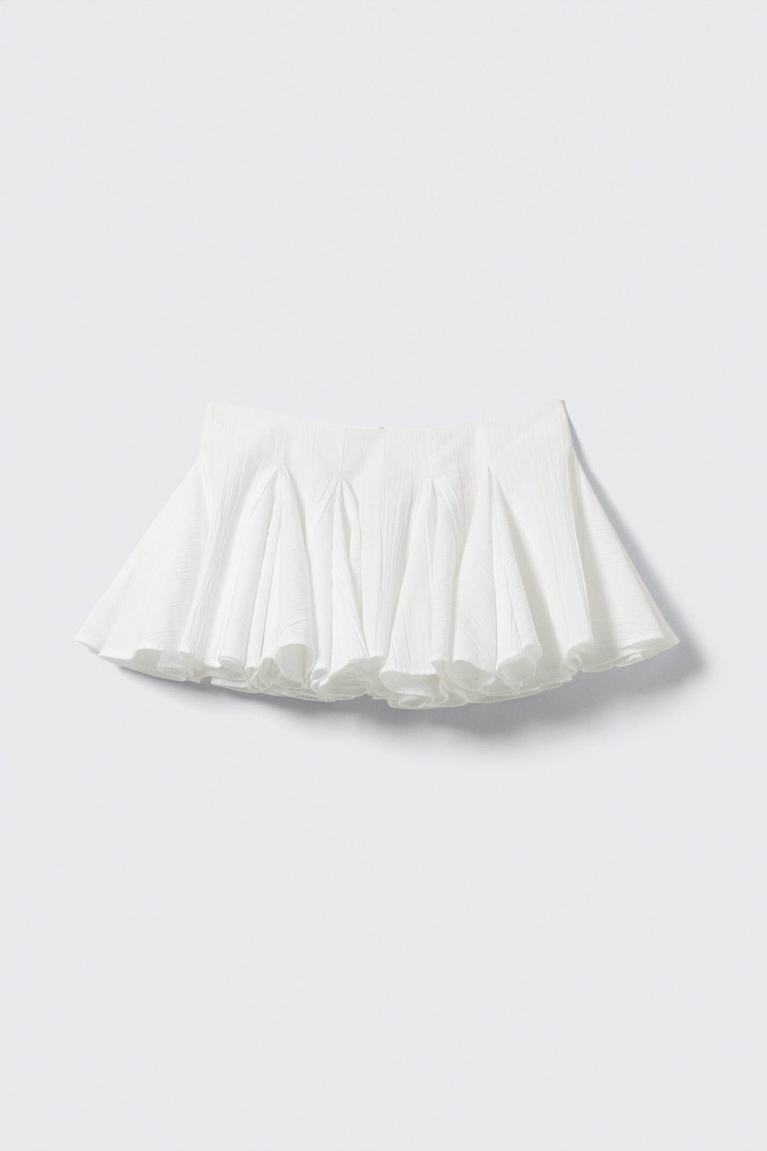 Pleated Cotton Mini Skirt - White/Dark Grey/Light Grey - 2