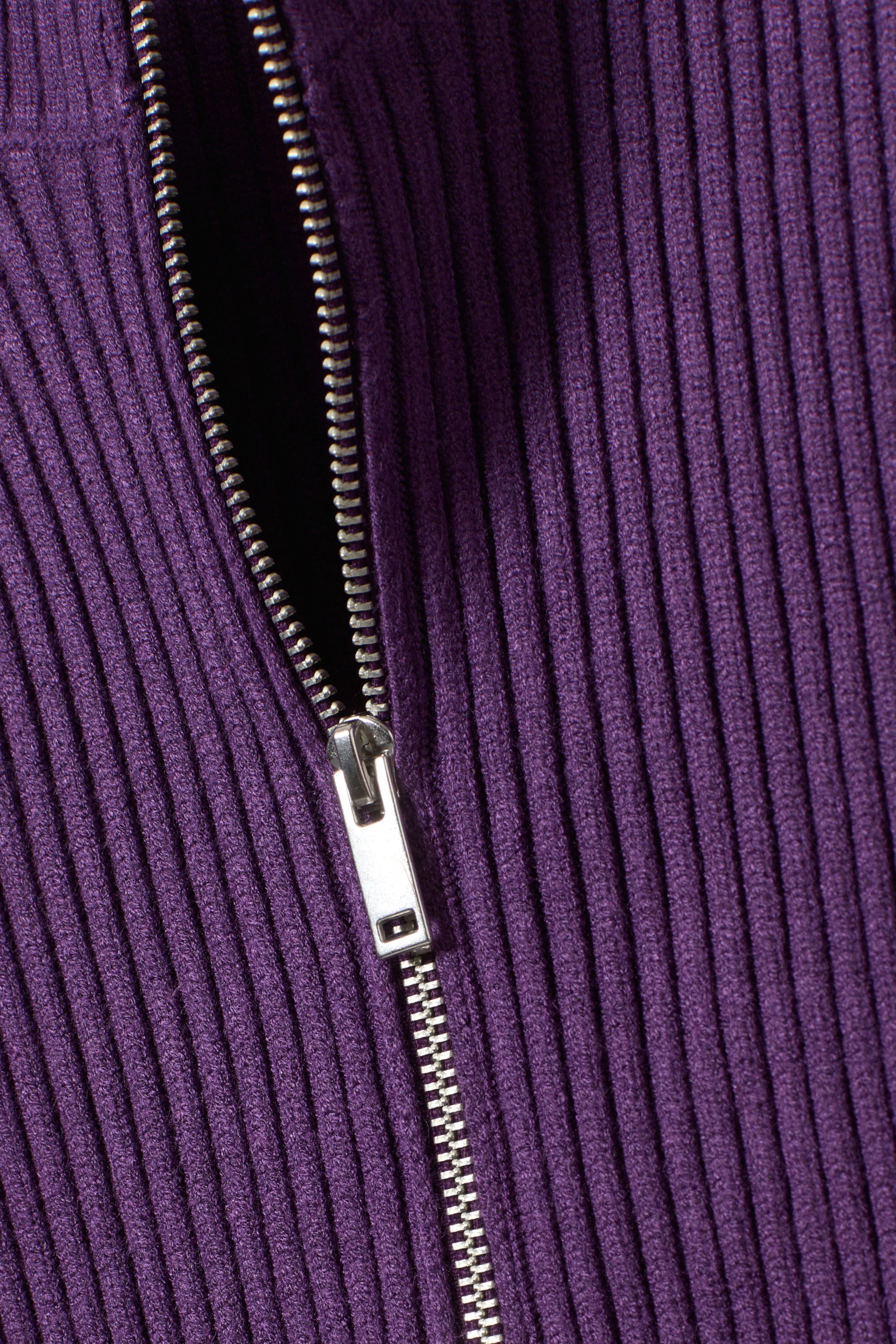 Dark Purple - Ribbed Fitted Zip Cardigan - 5