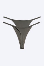 Ausgewaschenes Dunkelgrau - 2er-Pack Tangas aus Modalmischung - 1