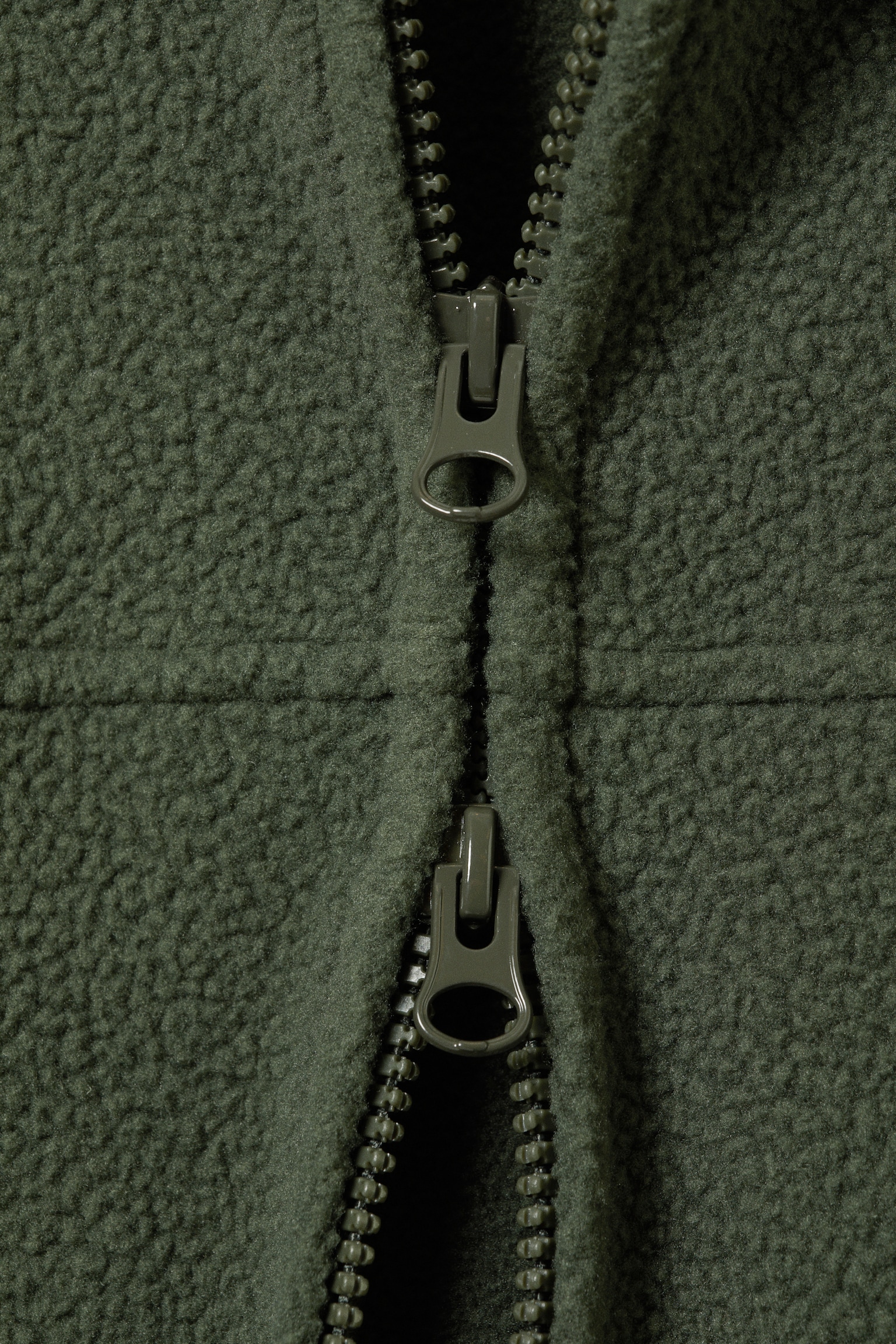 Fleecejacke mit Reißverschluss - Dunkelgrün/Dunkelgrau meliert - 3