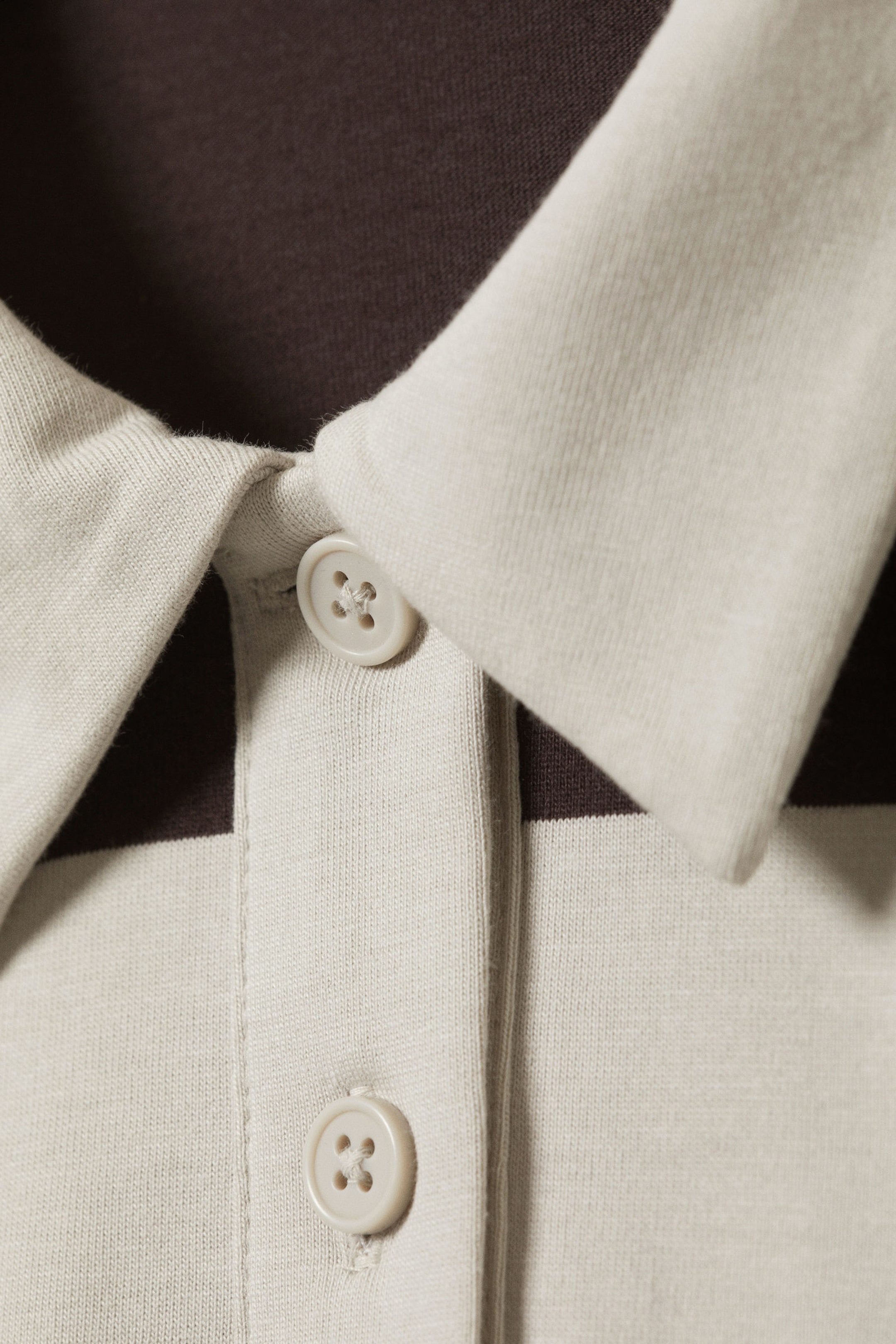 Beige & Brunrandig - Randig oversized pikétröja - 4