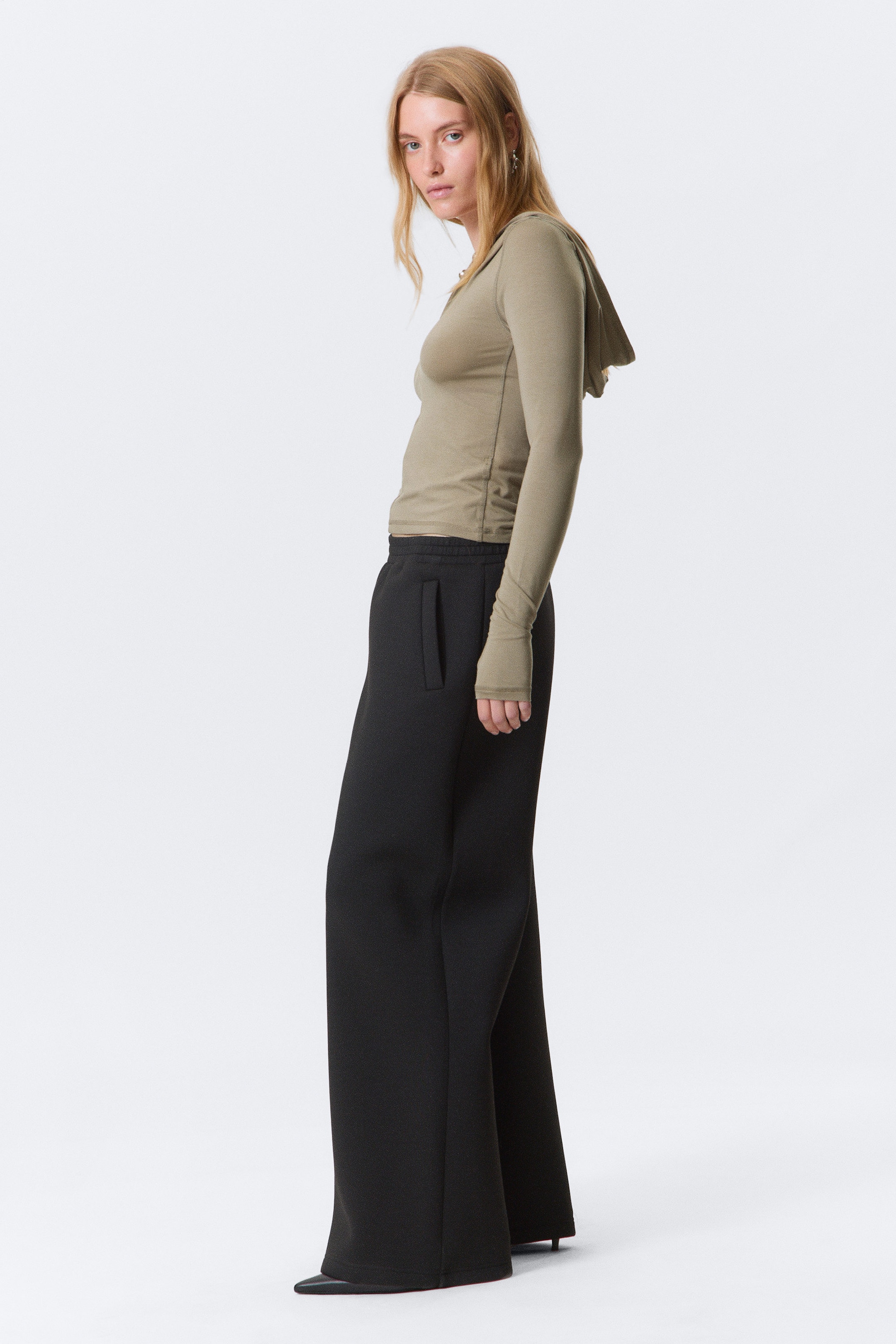 Schwarz - Lockere Scuba-Jogginghose mit weitem Bein - 2