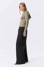 Schwarz - Lockere Scuba-Jogginghose mit weitem Bein - 2