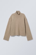 Beige - Rollkragenpullover aus Wolle Maggie - 0