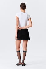 Schwarz - Mini-Wickelrock aus Wildleder - 4