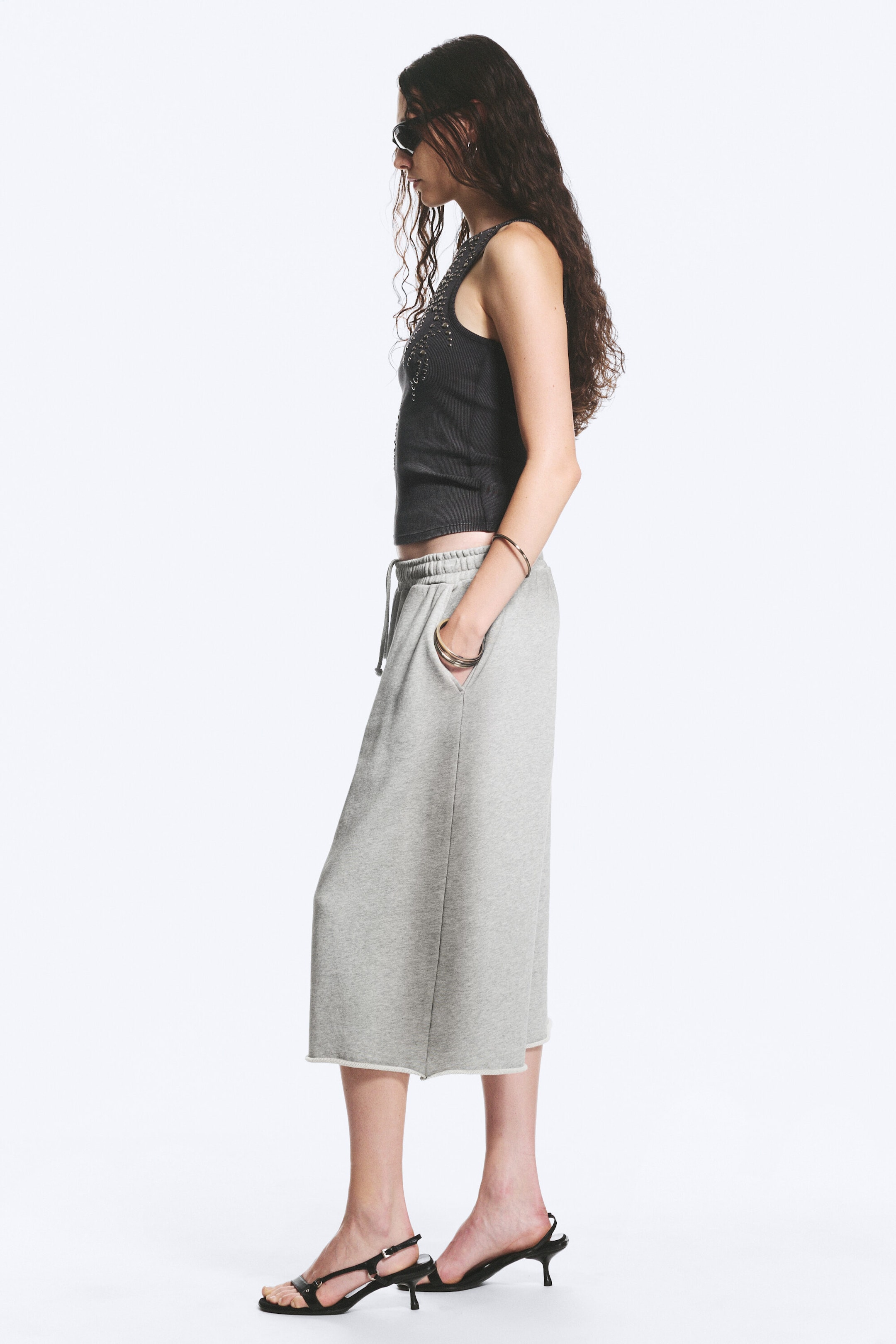 Light Dusty Grey Melange - Loose Terry Shorts - 2