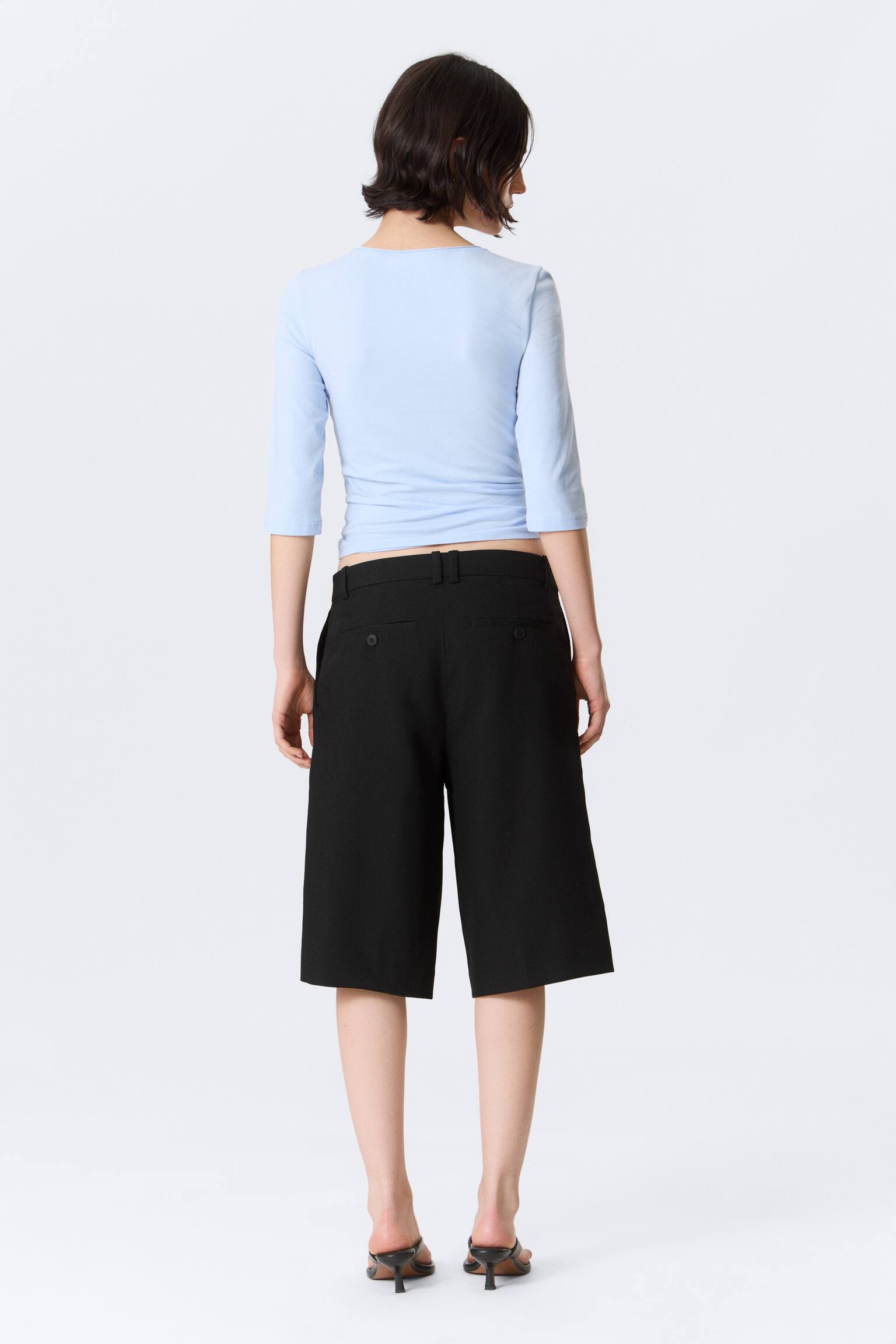 Short de costume plissé ample taille basse-Noir - 7