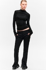 Black - Low Rise Zip-Hem Satin Trousers - 0