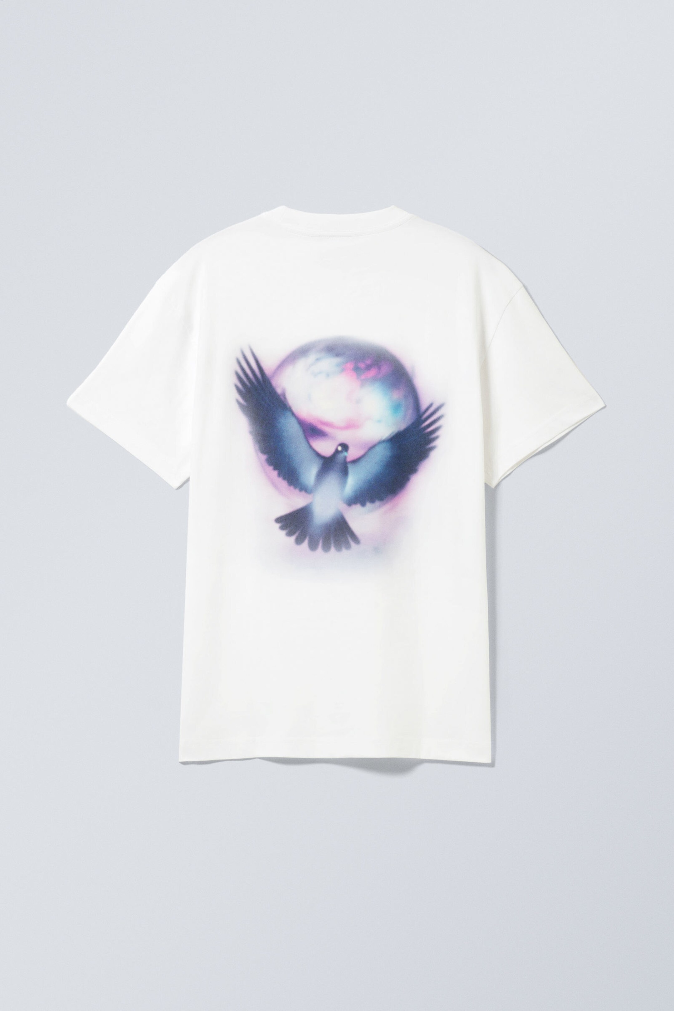 White - Blue Dove - Oversized Graphic Printed T-shirt - 1