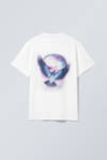 White - Blue Dove - Oversized Graphic Printed T-shirt - 1