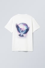 White - Blue Dove - Oversized Graphic Printed T-shirt - 1