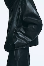 Noir - Veste en cuir à col montant - 5