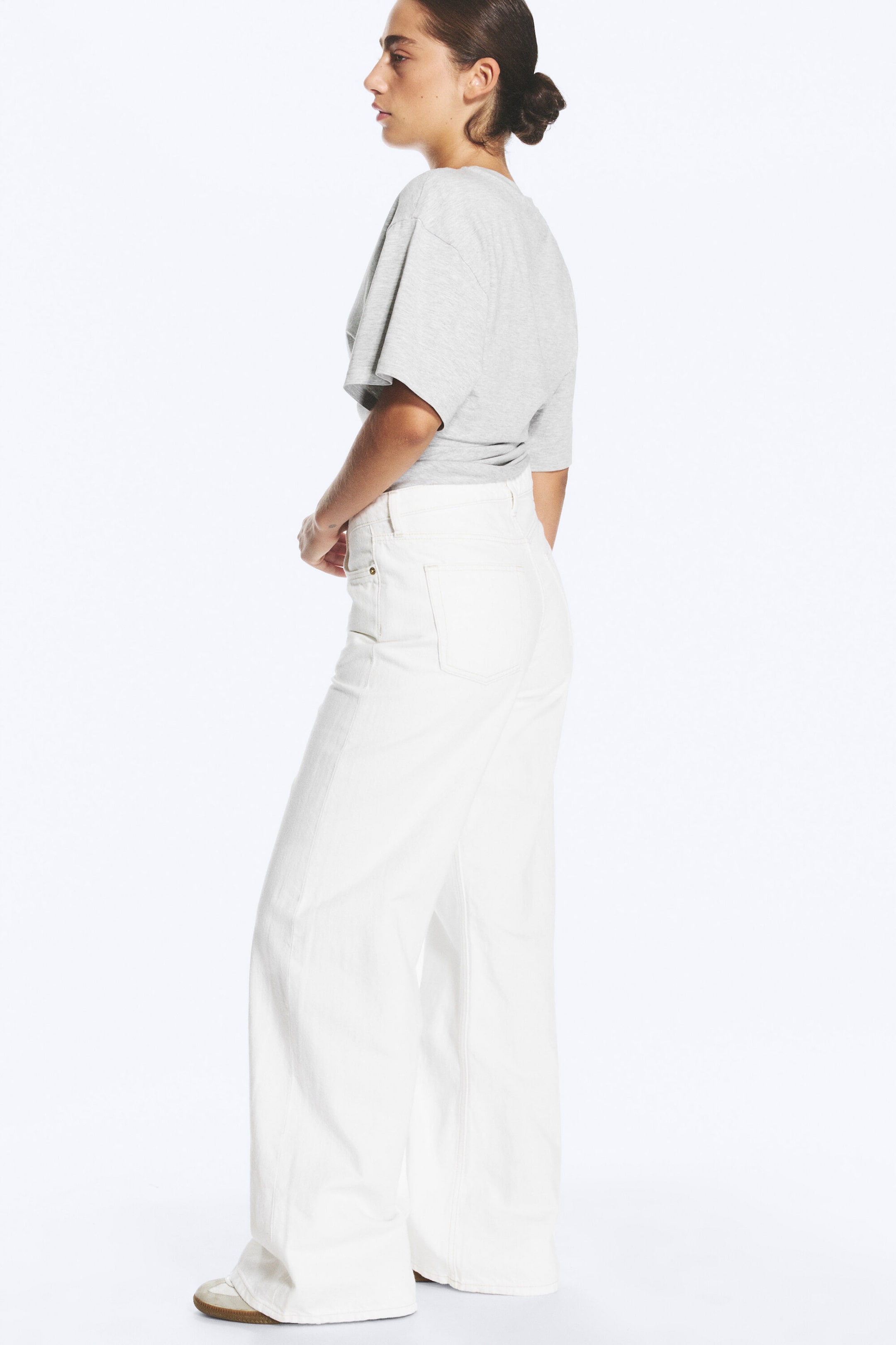Dirty White - White - Paz Mid Rise Wide Jeans - 2