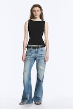 Zwart - Annie zachte mouwloze top met boothals - 1