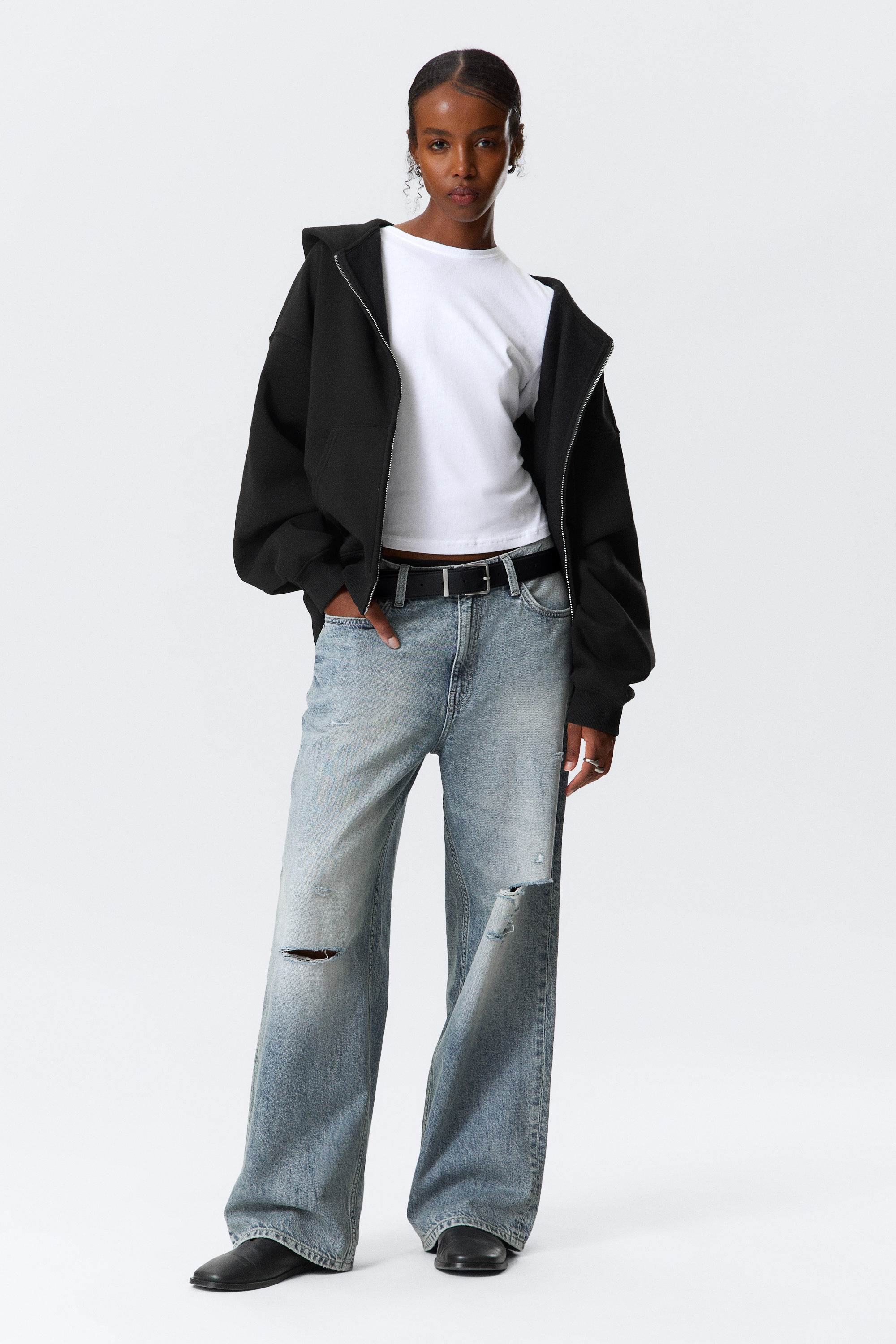 Black - Oversized Heavyweight Zip Hoodie - 2