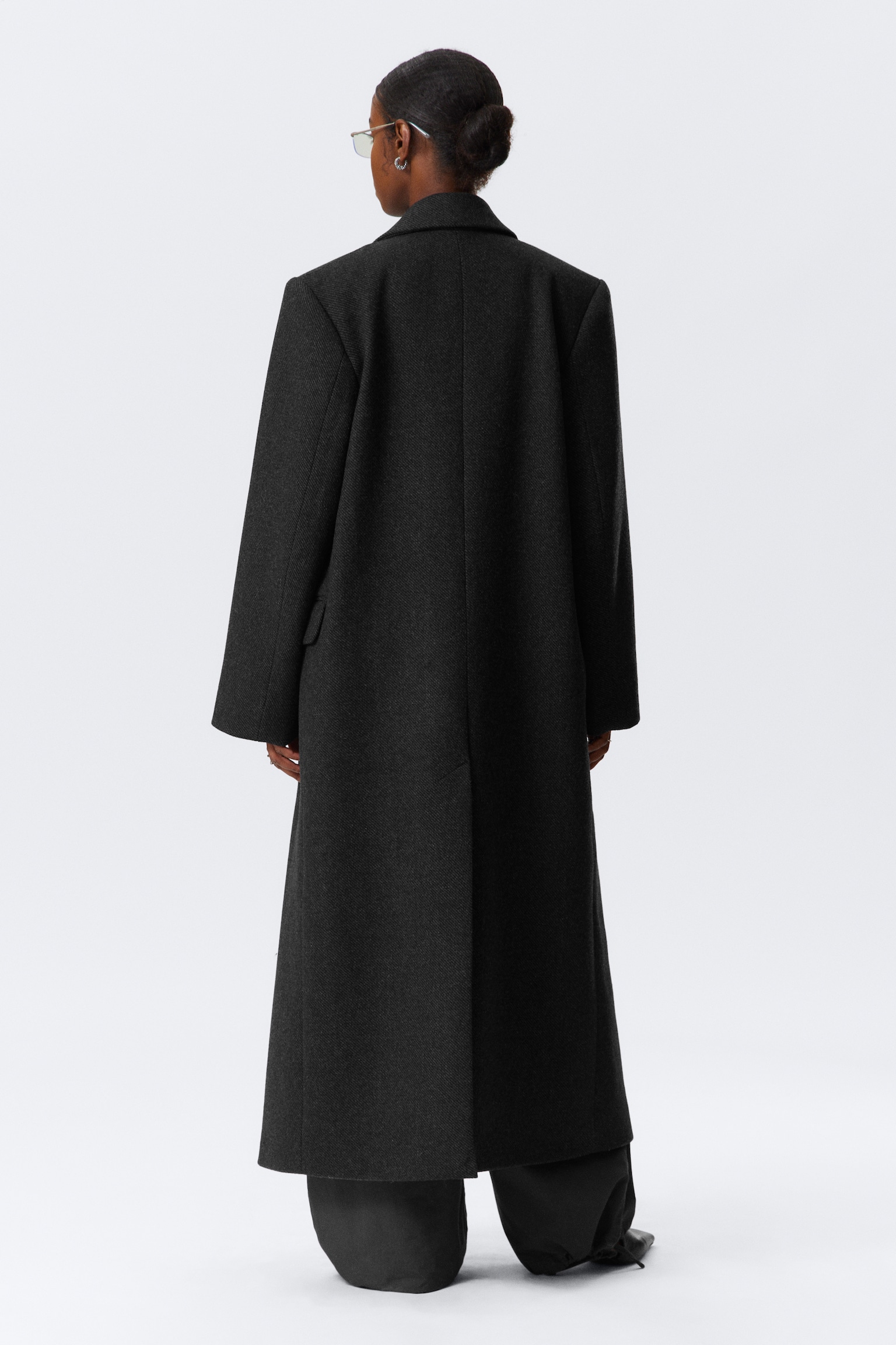 Oversized Double-Breasted Wool-Blend Coat - Dark Grey/Black/Dark Brown - 6