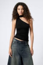 Black - Lyocell One-shoulder Tie Top - 0