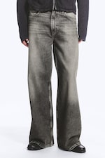 Redondo Black - Washed Black - Solar Loose Wide Leg Unisex Jeans - 1