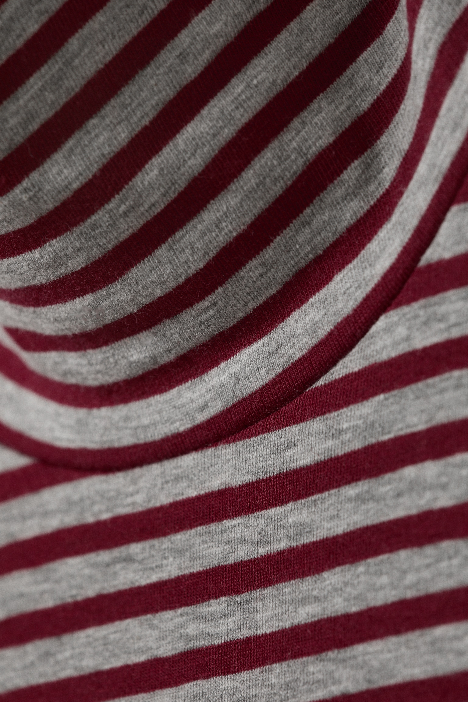 Fitted Striped Turtleneck Top - Grey & Red Stripes - 4