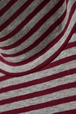 Grey & Red Stripes - Fitted Striped Turtleneck Top - 4